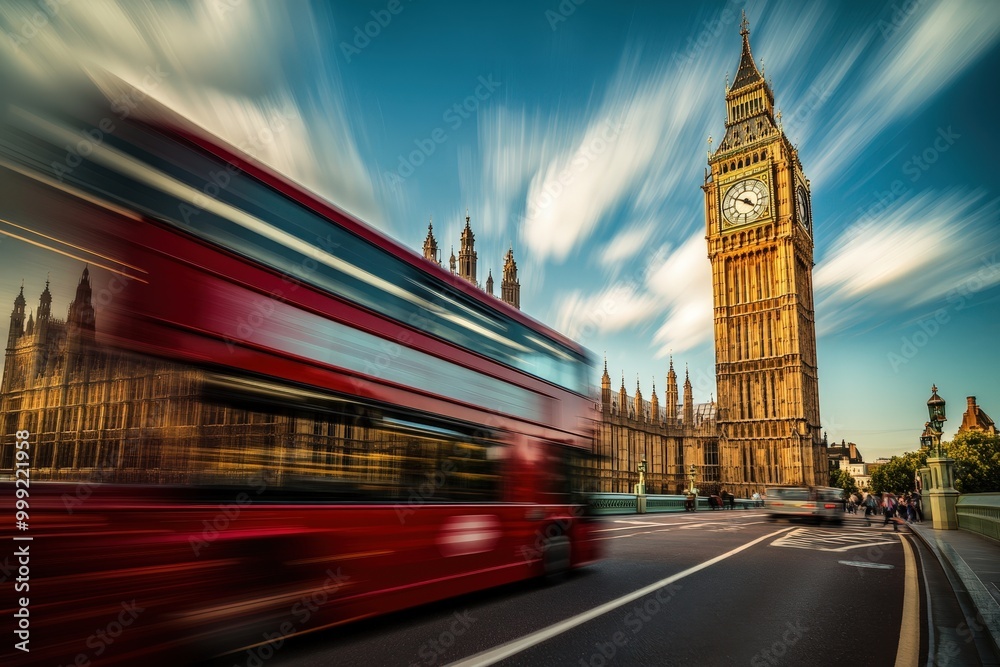 Obraz premium iconic big ben and red double-decker bus in london
