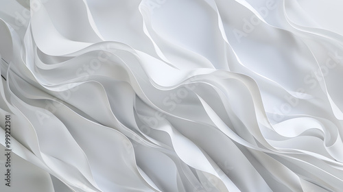 Engage with a mesmerizing animation featuring abstract white fabric waves flowing and overlapping to create a calming and elegant visual effect. Perfect for artistic projects