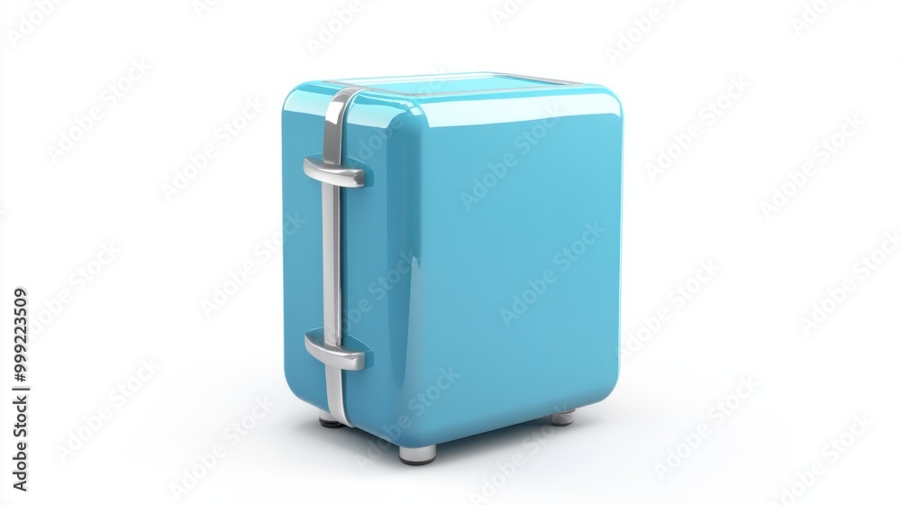 A compact mini fridge with a small freezer compartment, isolated on a white background A compact mini fridge with a small freezer compartment, isolated on a white background