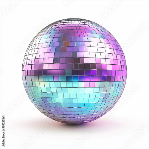 Shiny silver colorful disco ball isolated on white