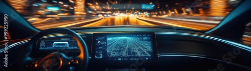 Autonomous vehicle, augmented reality control system, digital road maps, AI driving assistant photo