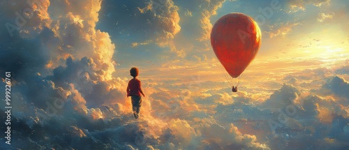 Aspirations taking flight, a child's boundless imagination soaring towards new horizons