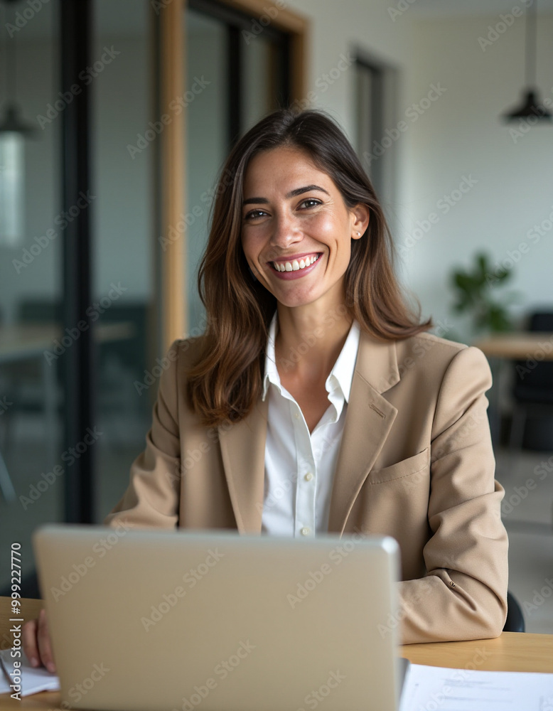 Naklejka premium portrait of a businesswoman working in office, corporate woman in office 17