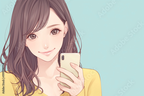 スマートフォンを使う女の子　生成AI