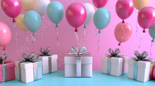 gift boxes and balloons