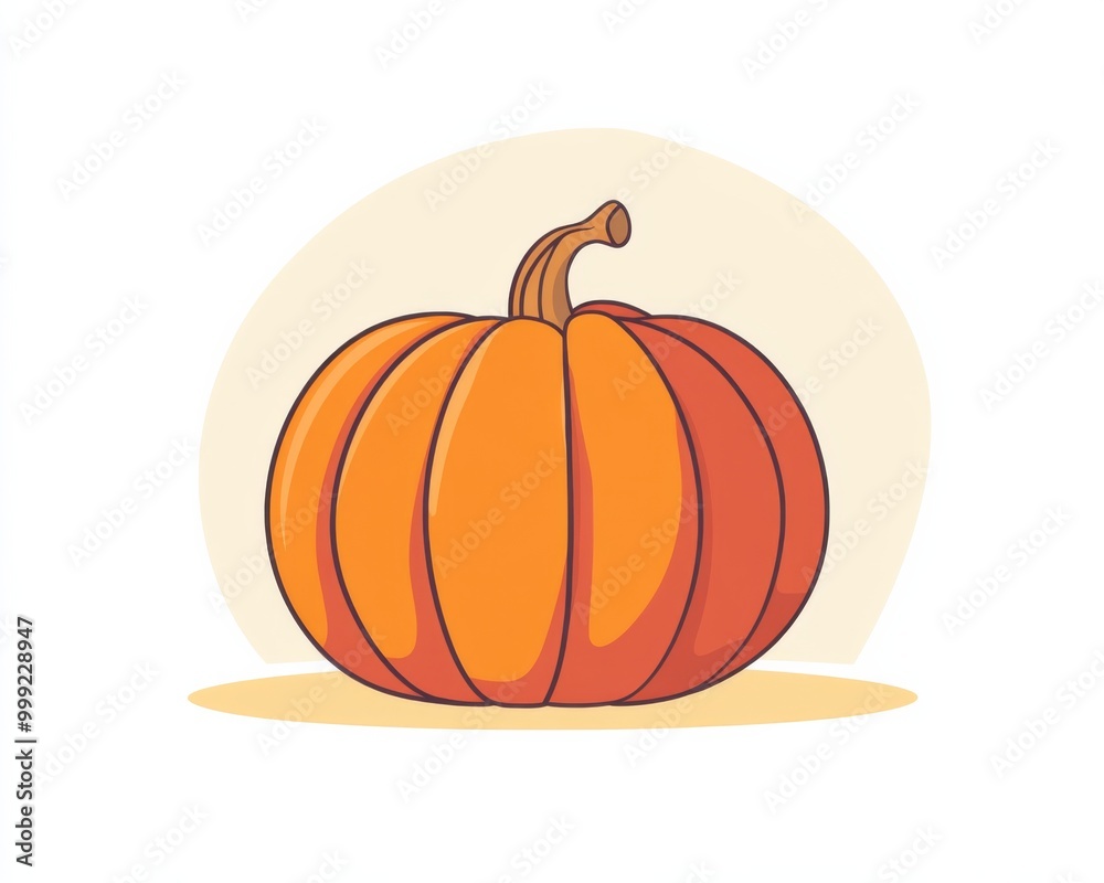 a larger round pumpkin with twisting leaves on white background a larger round pumpkin with twisting leaves on white background