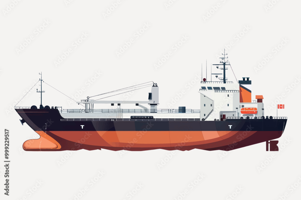 Fototapeta premium Modern cargo ship illustration