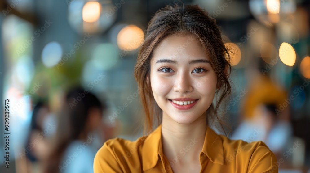 Asian smart woman present work and got praise and complement from team colleague. Business finance, communication planning concept Asian smart woman present work and got praise and complement from team colleague. Business finance, communication planning concept