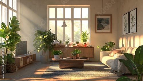 Zero-Waste Living Room with Eco-Friendly Decor and Indoor Plants