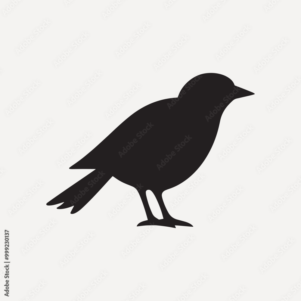 Fototapeta premium Black bird silhouette on white