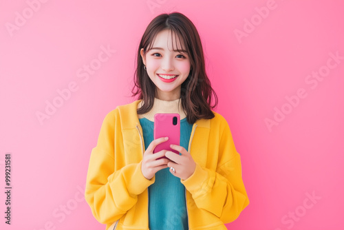 スマートフォンを使うおしゃれな女性　生成AI