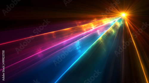 Abstract Light Beams Converging Towards a Glowing Center