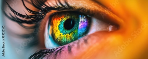 Vibrant and Colorful Eye Close-Up