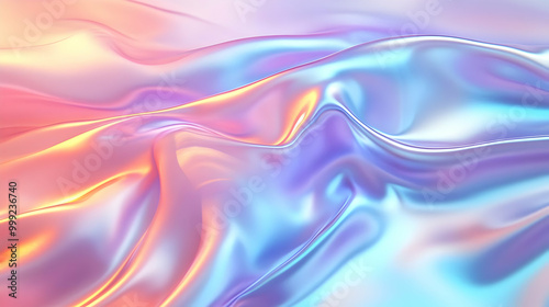 Abstract Liquid Waves with Rainbow Color Shimmering, Flowing, and Moving for a Colorful Background