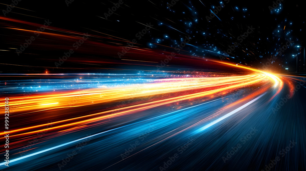 Abstract Light Trails, Speed, Motion Blur, Urban Night, Vivid Colors Abstract Light Trails, Speed, Motion Blur, Urban Night, Vivid Colors