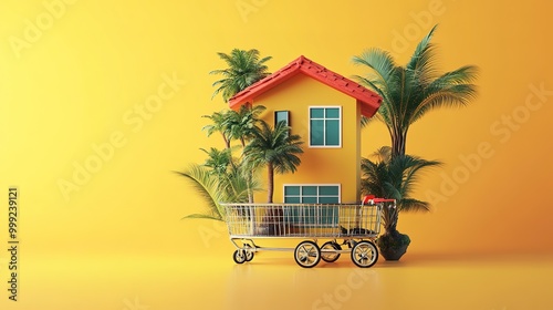 Real estate growth cart. 3d illustration
