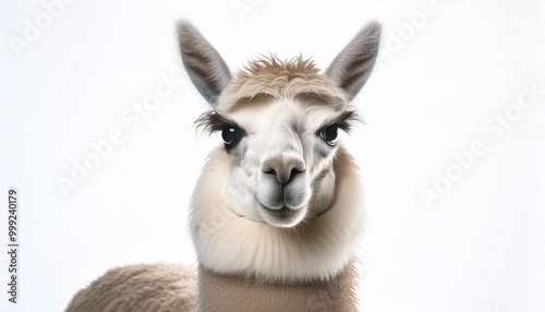 Llama on white background. Isolated of Animal.