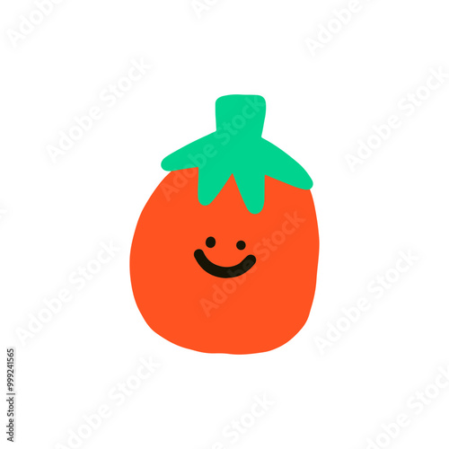 cute cartoon tomato icon vector illustration