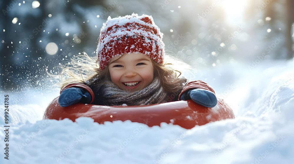 Winter Fun: A Little Girl's Joyful Sledding Adventure Winter Fun: A Little Girl's Joyful Sledding Adventure