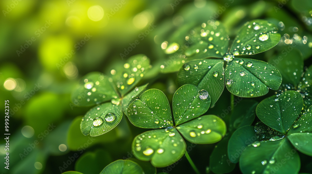 Delicate Macro of Clover Leaves with Water Droplets Delicate Macro of Clover Leaves with Water Droplets
