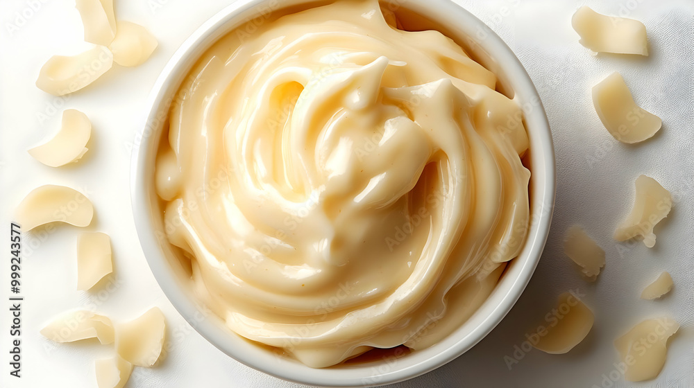 Creamy Mayonnaise in Bowl, Fresh Homemade Sauce, Delicious Dressing
