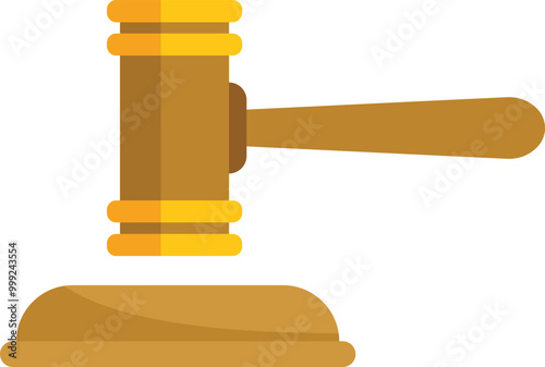 This icon features a wooden judge gavel striking a sound block, representing law, justice, and court proceedings