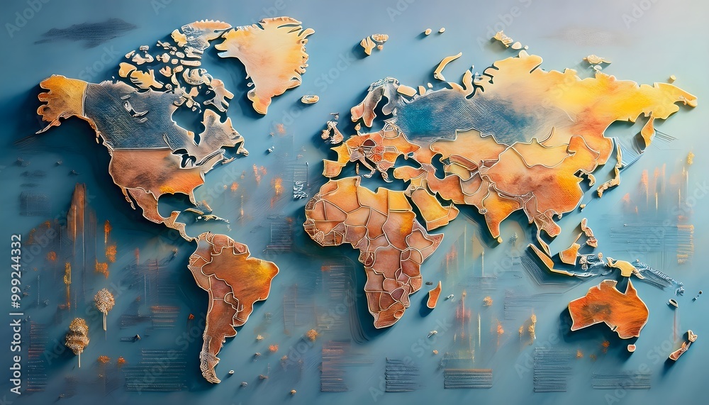 Environmental Impact Concept - Digital map of the world with tropical zones showing weather conditions. Environmental Impact Concept - Digital map of the world with tropical zones showing weather conditions.