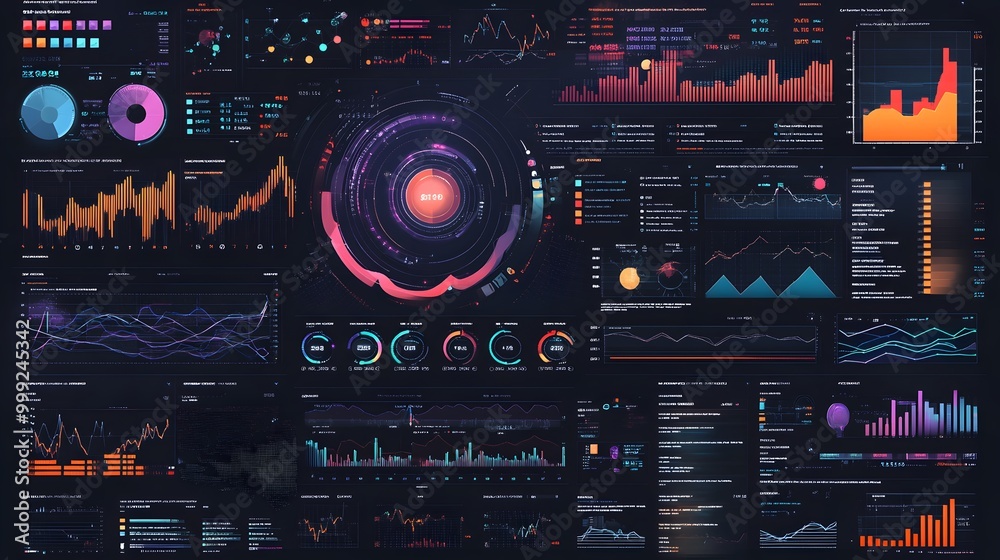 Obraz premium Chart of business data graph diagram and growth financial graphic report information on futuristic finance background with stock market economy infographic template. 