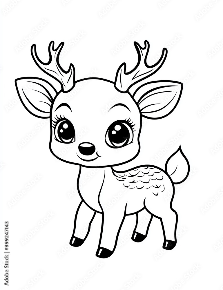 A cute little deer with antlers on its head A cute little deer with antlers on its head