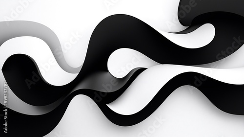 Curved black lines creating overlapping waves