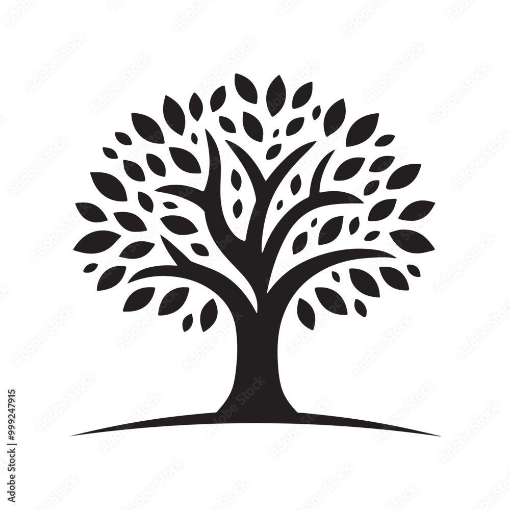 Stylized Black Tree Silhouette Vector Icon on White | Ideal for Nature-Themed Logos, Eco-Friendly Designs, and Branding Projects | Abstract Minimal Tree Symbol Stylized Black Tree Silhouette Vector Icon on White | Ideal for Nature-Themed Logos, Eco-Friendly Designs, and Branding Projects | Abstract Minimal Tree Symbol