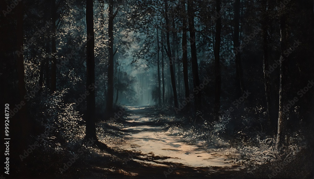 Dark Forest Path Symbolizing Journey Through Grief and Sorrow Dark Forest Path Symbolizing Journey Through Grief and Sorrow