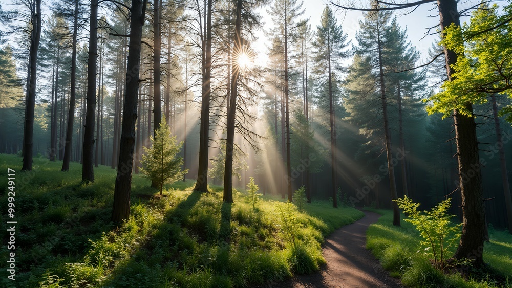 Sunlight shining through the trees Sunlight shining through the trees