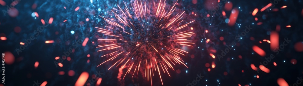 Vibrant Fireworks Bursting in Night Sky