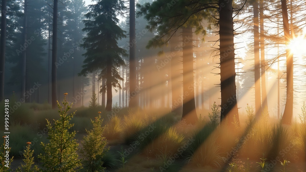 Obraz premium Sunlight shining through the trees