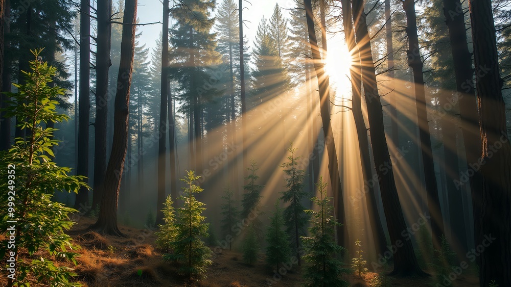 Obraz premium Sunlight shining through the trees