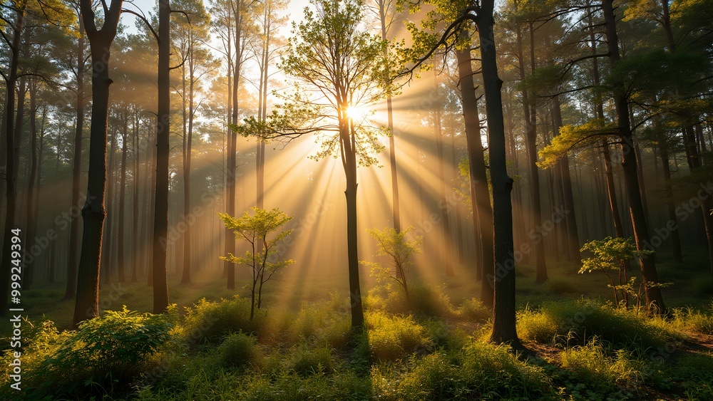 Sunlight shining through the trees Sunlight shining through the trees