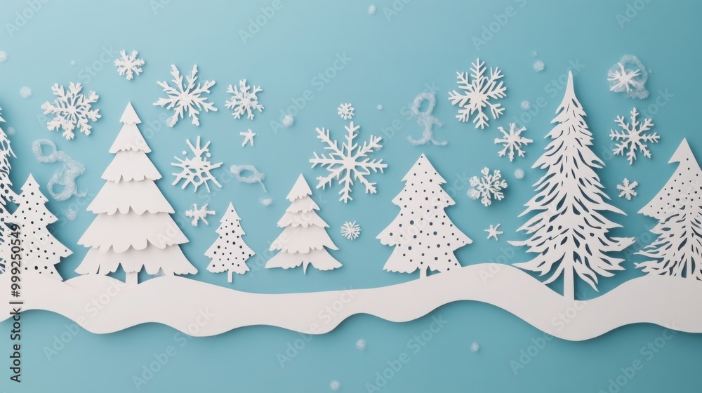 Obraz premium Merry Holiday Paper Cutout Decorations for Winter