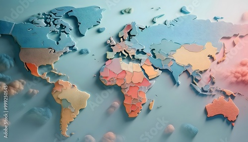 Environmental Impact Concept - Digital map of the world with tropical zones showing weather conditions.