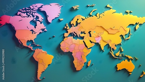 Environmental Impact Concept - Digital map of the world with tropical zones showing weather conditions.