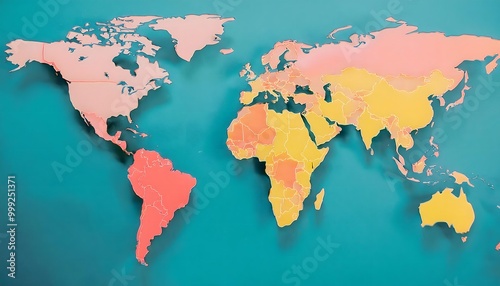 Environmental Impact Concept - Digital map of the world with tropical zones showing weather conditions.