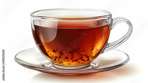 A Clear Glass Cup of Tea on a Saucer