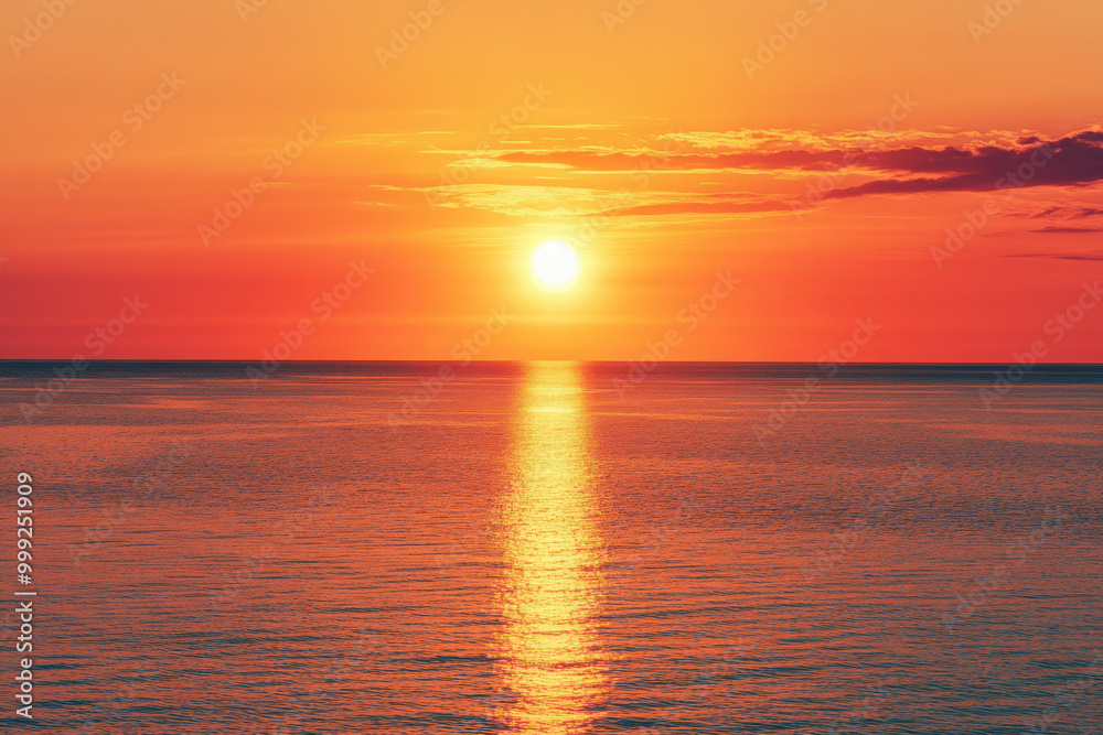 Vibrant sunset over a calm ocean, casting a golden reflection on the water. Vibrant sunset over a calm ocean, casting a golden reflection on the water.