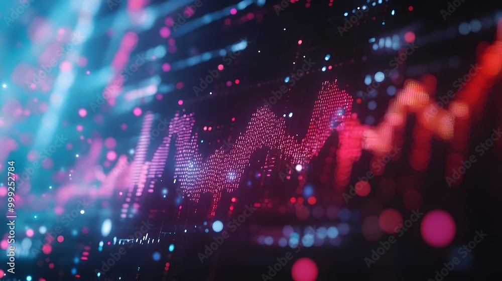 Fototapeta premium Abstract Digital Graph with Red and Blue Lights