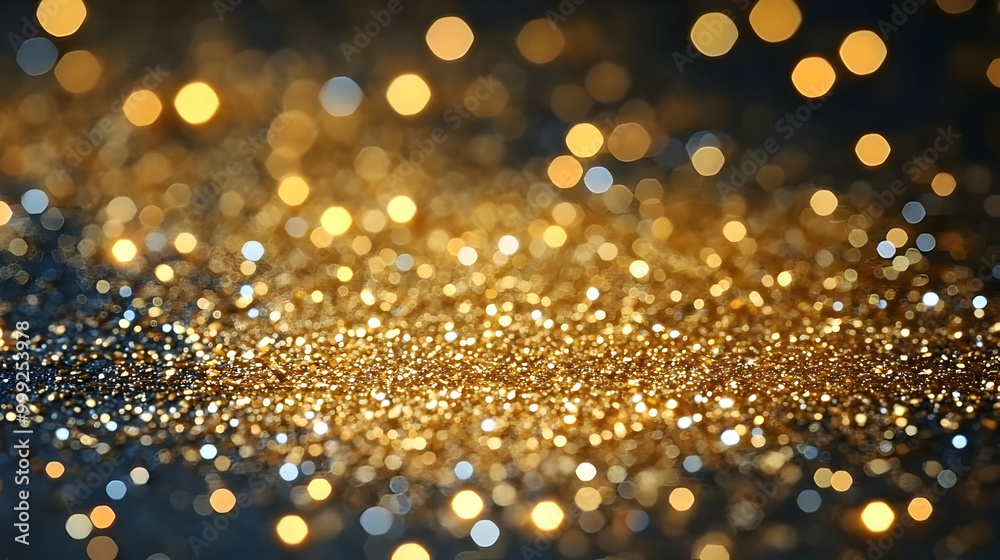 Golden Glitter Background with Bokeh Lights for Holiday Designs Golden Glitter Background with Bokeh Lights for Holiday Designs