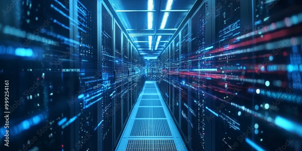 AI-driven data processing on high-performance servers, where algorithms execute in real-time, showcasing futuristic technology in action. AI-driven data processing on high-performance servers, where algorithms execute in real-time, showcasing futuristic technology in action.