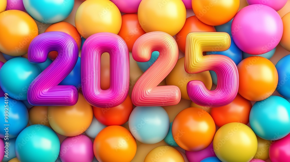 Fototapeta premium 3D Font of text 2025 for new year 