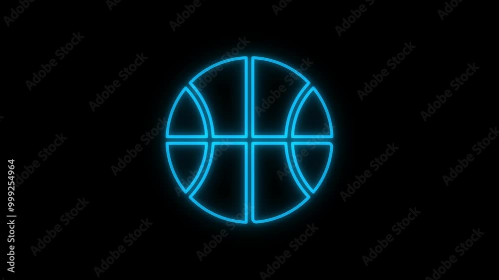 A glowing neon effect of a sports icon is set on a black background. 4K video motion graphic animation. A glowing neon effect of a sports icon is set on a black background. 4K video motion graphic animation.