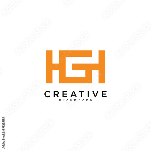 GH or HG letter logo design. Creative G H letter icon. Premium Vector