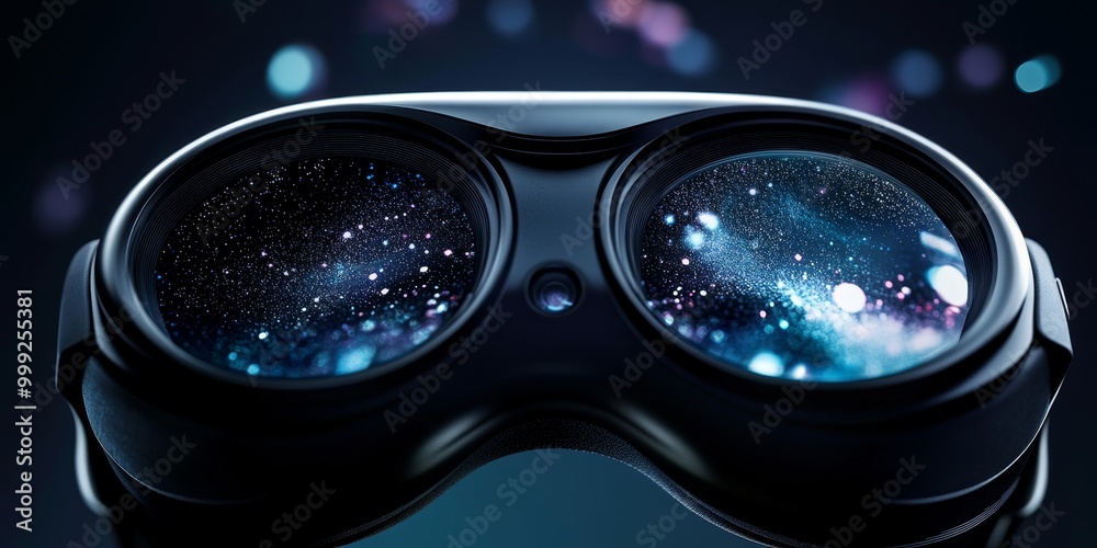 a VR headset with intricate lens details, a sleek design and high-resolution display technology, symbolizing a gateway to immersive virtual worlds. a VR headset with intricate lens details, a sleek design and high-resolution display technology, symbolizing a gateway to immersive virtual worlds.